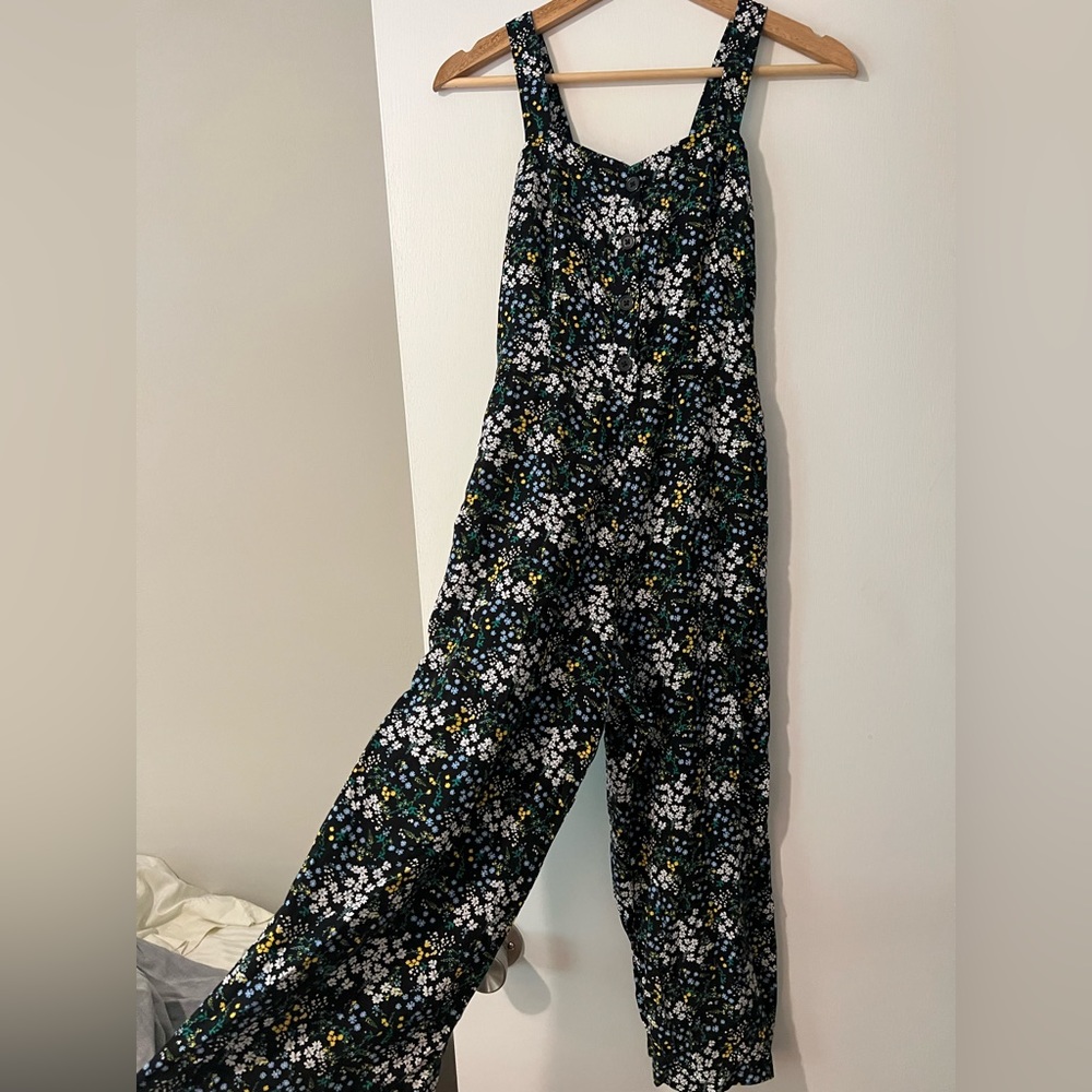 LOFT Floral Cropped Jumpsuit